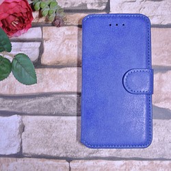 iphone5・iphone6手帳型ケース シンプル 青 1枚目の画像