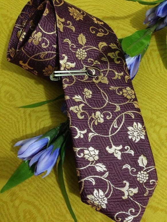 京都西陣織 花唐草模様・紫紺（日本の伝統色）