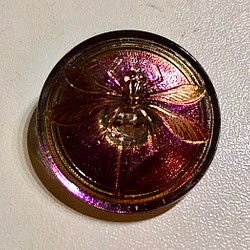 チェコ　ガラスボタン   とんぼ　箔入りローズ　直径３センチ 1枚目の画像