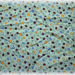 廃番　はぎれ　ブルーグレー　小花柄　レトロ　約32×44ｃｍ　1990年代 1枚目の画像