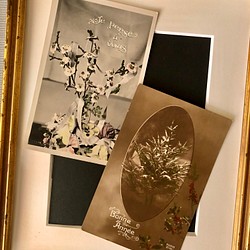 ＜2枚セット＞英国で出会った♪ 仏アンティーク   モミの木のツリーとお花のツリーのポストカード 1枚目の画像
