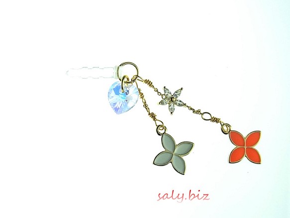 saly☆耳機插孔☆施華洛世奇和搖曳的花朵 第1張的照片