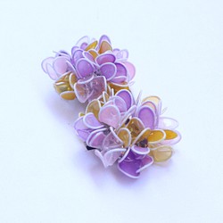 紫陽花の花耳飾り　　紫＆ピンク 1枚目の画像