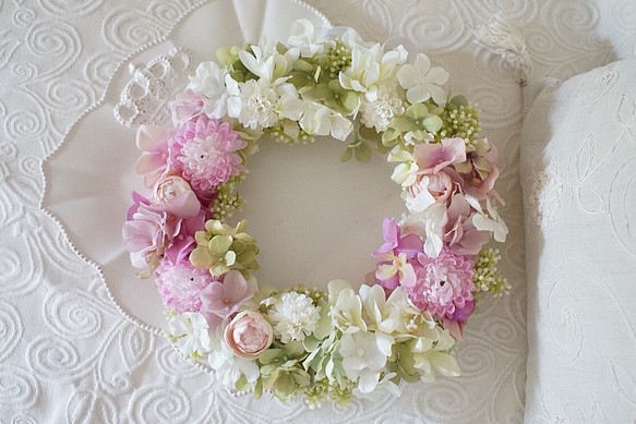 sweet   bridal  pink wreath*ブライダルピンクリース 1枚目の画像