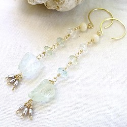 ★銷售★海藍寶石和長耳環，耳環更改允許的白珊瑚 第1張的照片