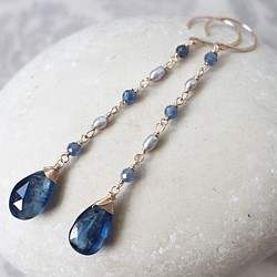 【特價】喜馬拉雅藍晶石和藍寶石長耳環耳環可換 第1張的照片