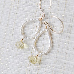小珍珠和檸檬石英耳環（14kgf） 第1張的照片