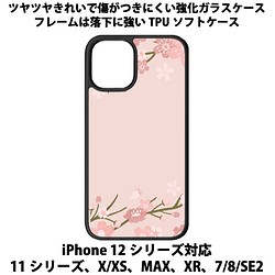 送料無料 iPhone13シリーズ対応 背面強化ガラスケース さくら6 1枚目の画像