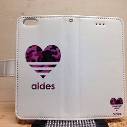 新品送料無料 iPhoneケース 手帳型 aides迷彩ピンク 1枚目の画像