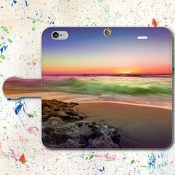 iPhone Android的筆記本型手機殼海岸日落免費送貨 第1張的照片
