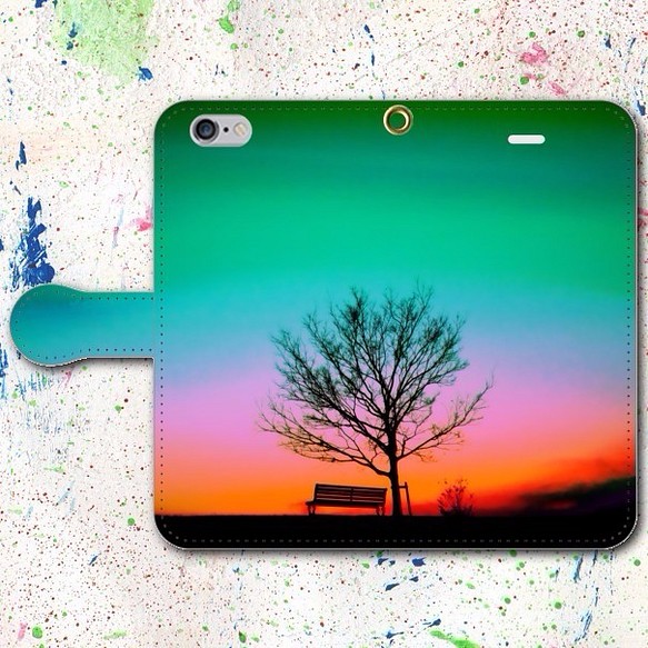 iPhone Android的筆記本型手機殼樹五顏六色的免費送貨 第1張的照片