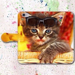 iPhone Android的筆記本型手機殼小貓帥氣免費送貨 第1張的照片