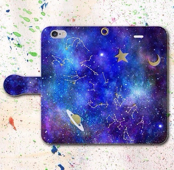 iPhone Android的筆記本型手機殼 12星座宇宙 - 免費送貨 第1張的照片
