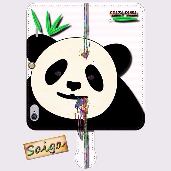iPhone Android 手帳型スマホケース パンダ panda【送料無料】 1枚目の画像