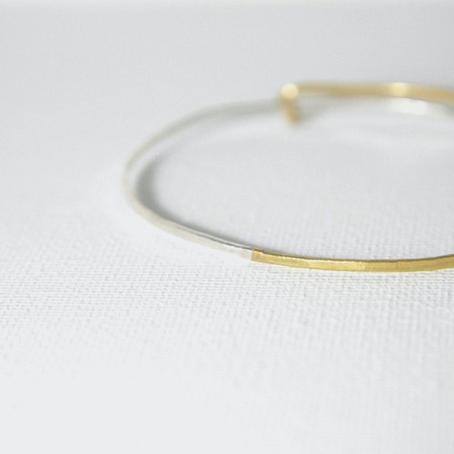 受注作製】No.43 Simple bangle(ハーフ シルバー＆ブラス) バングル