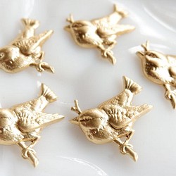 6個　USA真鍮製　ブランチ＆バード　　鳥 1枚目の画像