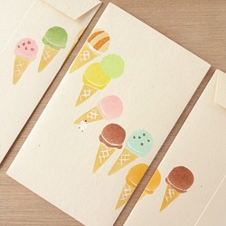 〈カラフルアイスクリーム〉手染めぽち袋 1枚目の画像