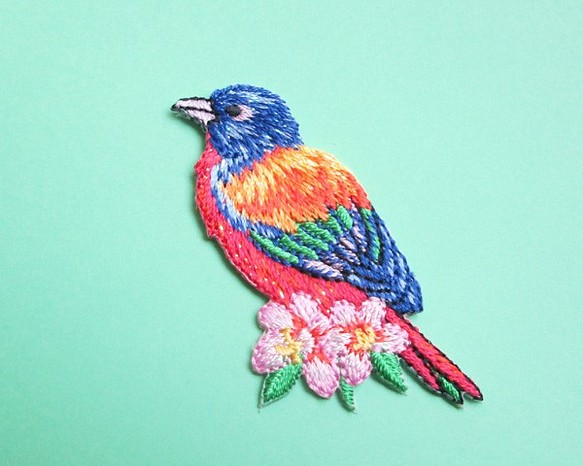 French Bird Applique Colorful Bird 海軍黃 第1張的照片