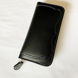 ブッテーロ ラウンドファスナー ウォレット ブラック【BONIN Leather】 1枚目の画像