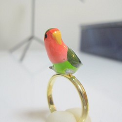 玫瑰愛情鳥的戒指 第1張的照片